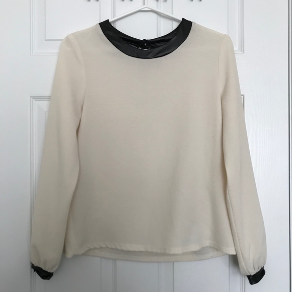 Y2K Jules and Leopold Sheer Long Sleeve Blouse S Cream Off White Black - Picture 1 of 11